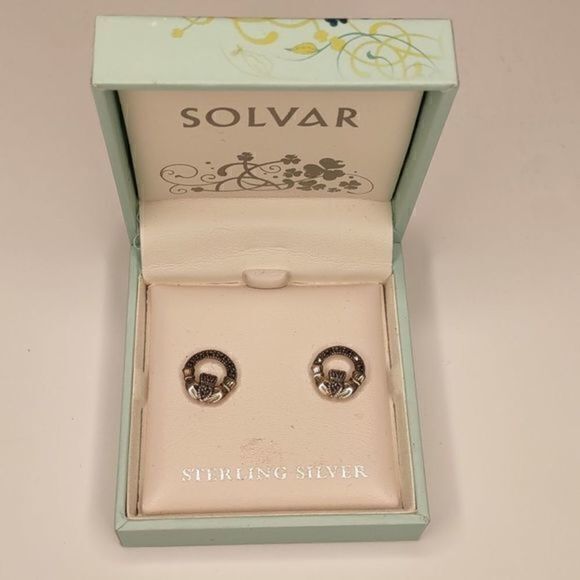 Solvar Marcasite‎ Claddah Stud Earrings NIB - Picture 1 of 5